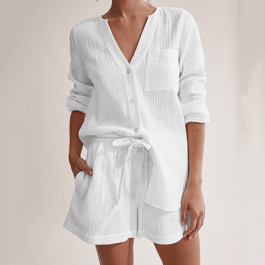 Damer Mysigt Pyjamas-set med långärmad tröja och shorts Mirla-Eva Jonsson