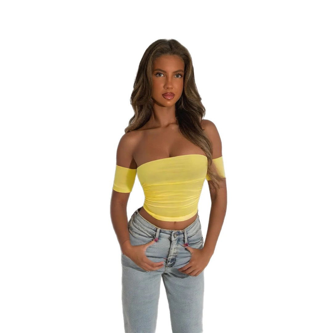 Damer Off-Shoulder Blus av elastiskt material med figursydd snitt Mirla-Eva Jonsson