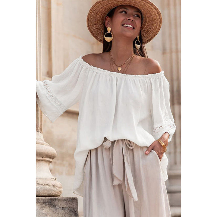Damer Off-Shoulder Blus med Broderade Detaljer Mirla-Eva Jonsson