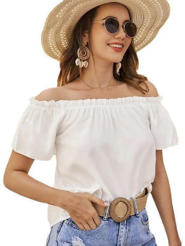 Damer Off-Shoulder Blus med Elastisk Midja och Lätt Snitt Mirla-Eva Jonsson