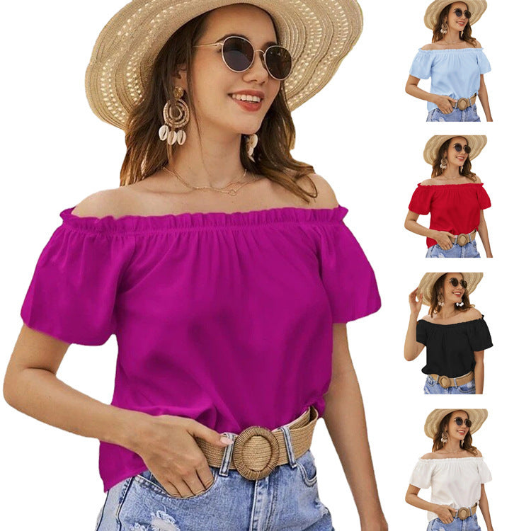 Damer Off-Shoulder Blus med Elastisk Midja och Lätt Snitt Mirla-Eva Jonsson