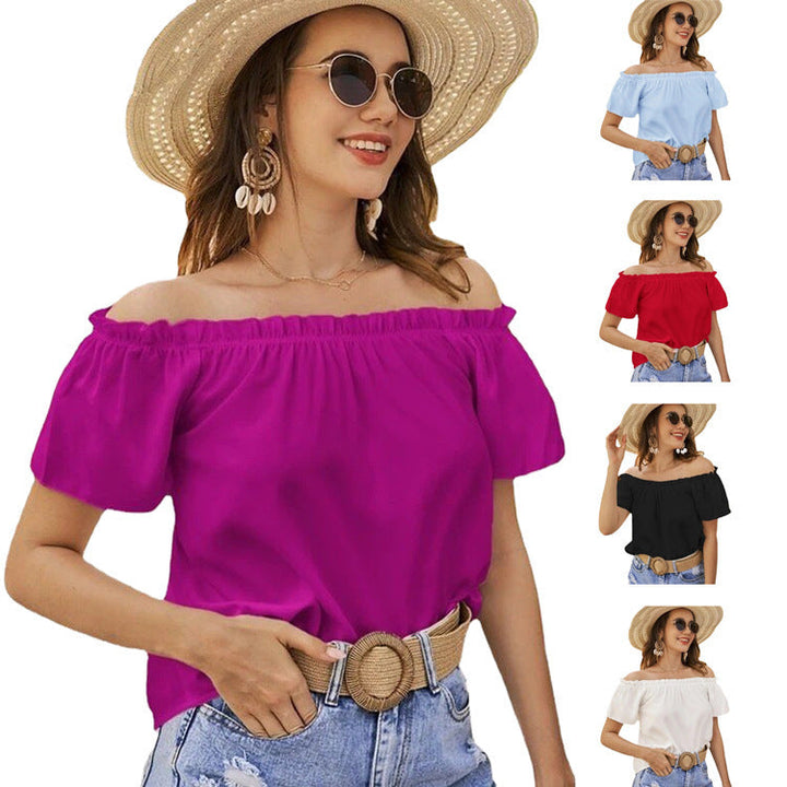 Damer Off-Shoulder Blus med Elastisk Midja och Lätt Snitt Mirla-Eva Jonsson