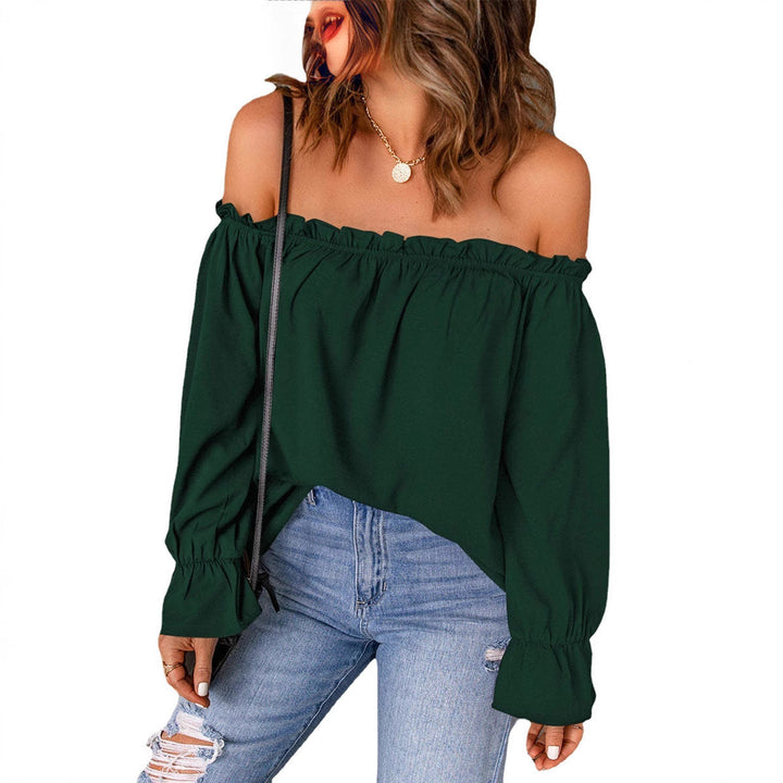 Damer Off-Shoulder Blus med Rynkdetaljer och Elastiska Ärmar Mirla-Eva Jonsson