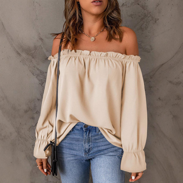 Damer Off-Shoulder Blus med Rynkdetaljer och Elastiska Ärmar Mirla-Eva Jonsson