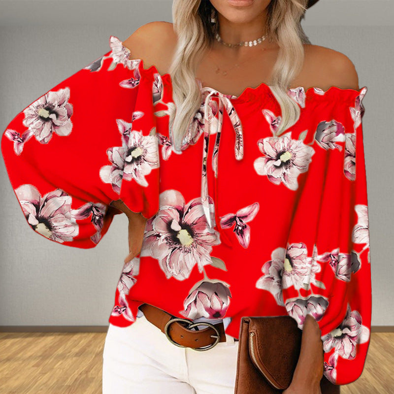 Damer Off-Shoulder-Blus med blommönster Mirla-Eva Jonsson