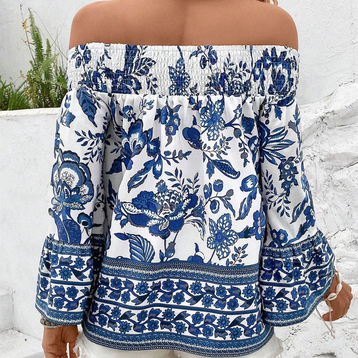 Damer Off-Shoulder Blus med blommönster och elastisk midja Mirla-Eva Jonsson