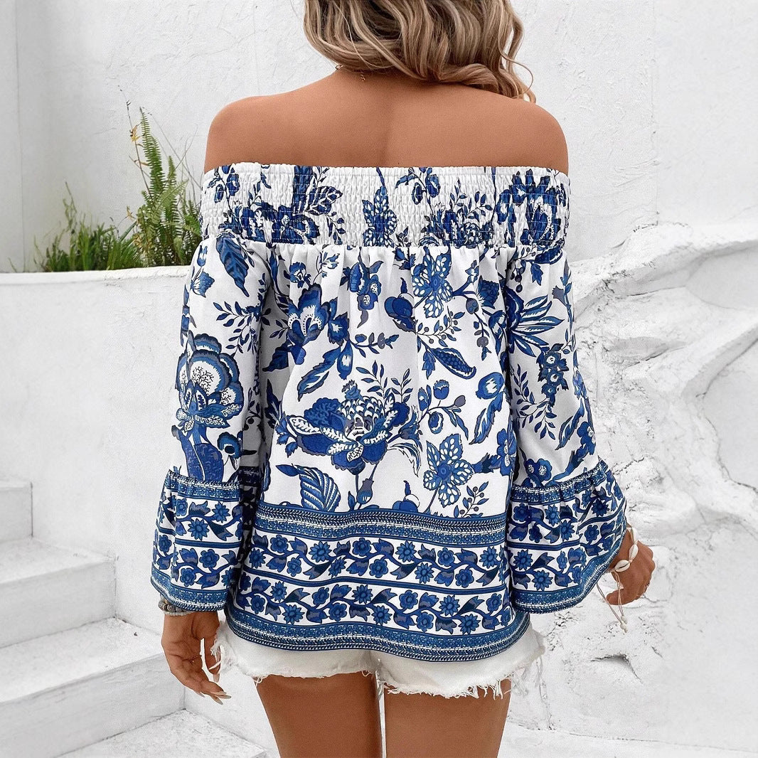 Damer Off-Shoulder Blus med blommönster och volangdetaljer Eva Jonsson-Eva Jonsson