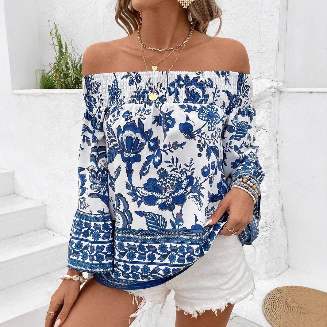 Damer Off-Shoulder Blus med blommönster och volangdetaljer Eva Jonsson-Eva Jonsson
