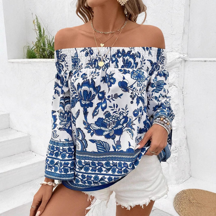 Damer Off-Shoulder Blus med blommönster och volangdetaljer Eva Jonsson-Eva Jonsson