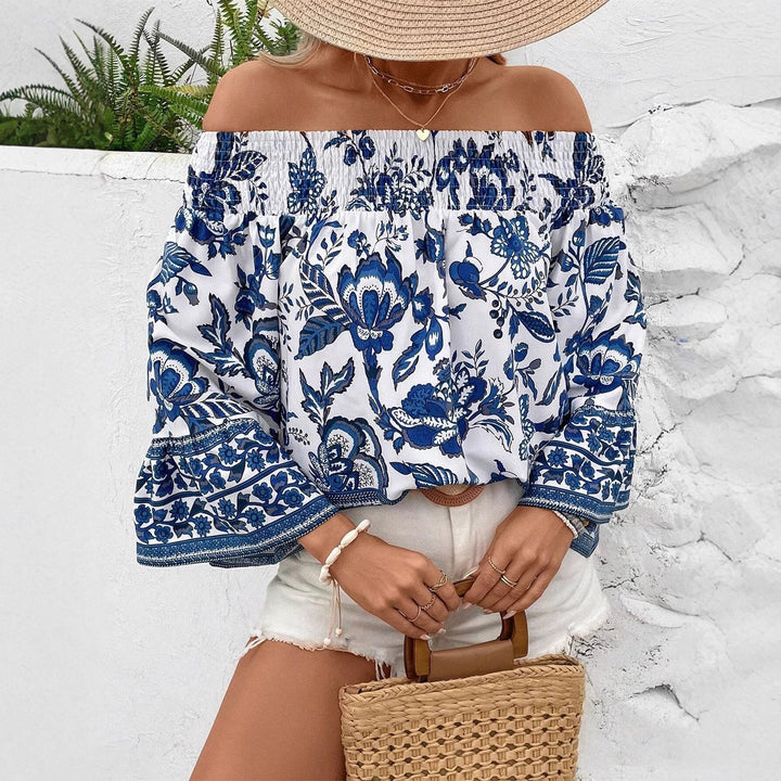 Damer Off-Shoulder Blus med blommönster och volangdetaljer Eva Jonsson-Eva Jonsson