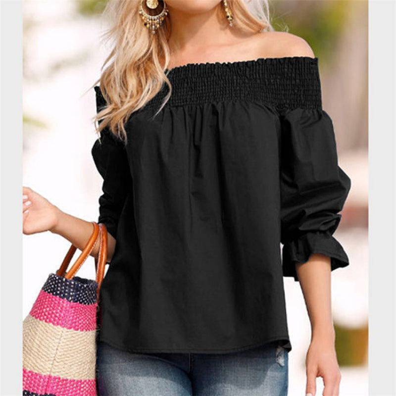 Damer Off-Shoulder Blus med puffärmar och slipsdetalj Mirla-Eva Jonsson