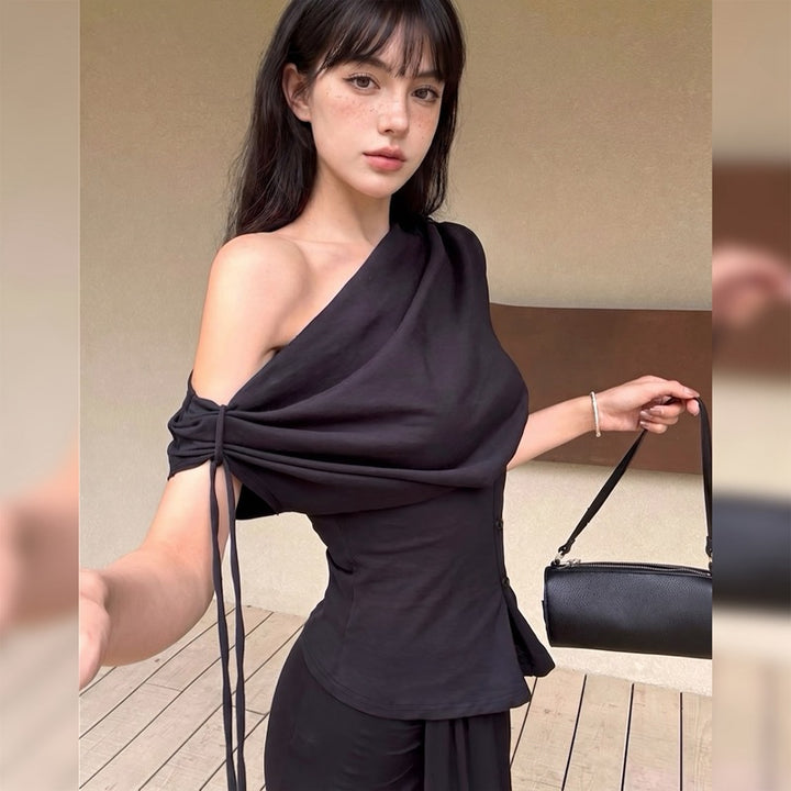 Damer Off-Shoulder Blusenshirt med dekorativ snörning Mirla-Eva Jonsson