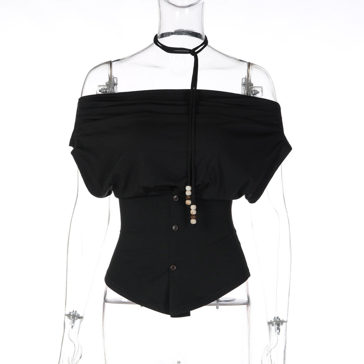 Damer Off-Shoulder Blusenshirt med dekorativ snörning Mirla-Eva Jonsson