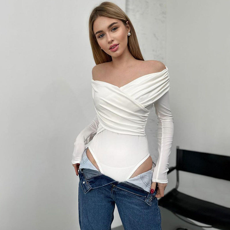 Damer Off-Shoulder Bodysuit med rynkor och långa ärmar Eva Jonsson-Eva Jonsson