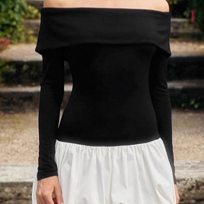 Damer Off-Shoulder Cocktailklänning med voluminös kjol och dekorativt midjeband Mirla-Eva Jonsson