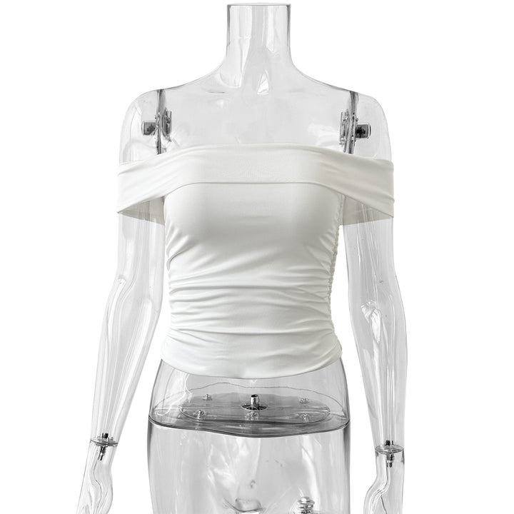 Damer Off-Shoulder Crop-Top i elastiskt material med figursmickrande design Mirla-Eva Jonsson