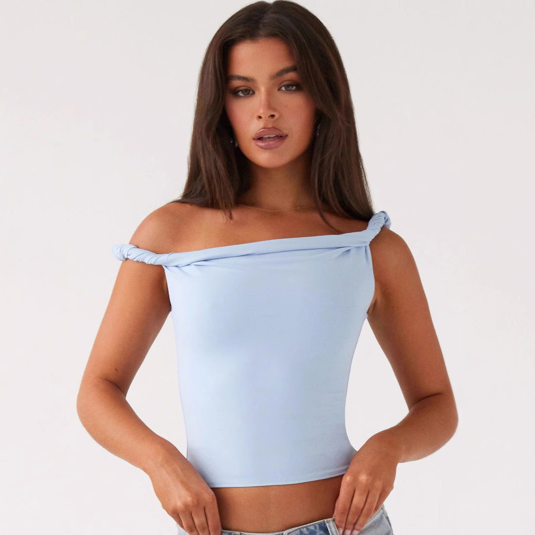 Damer Off-Shoulder Crop-Top med stiliga rynkelementen Mirla-Eva Jonsson
