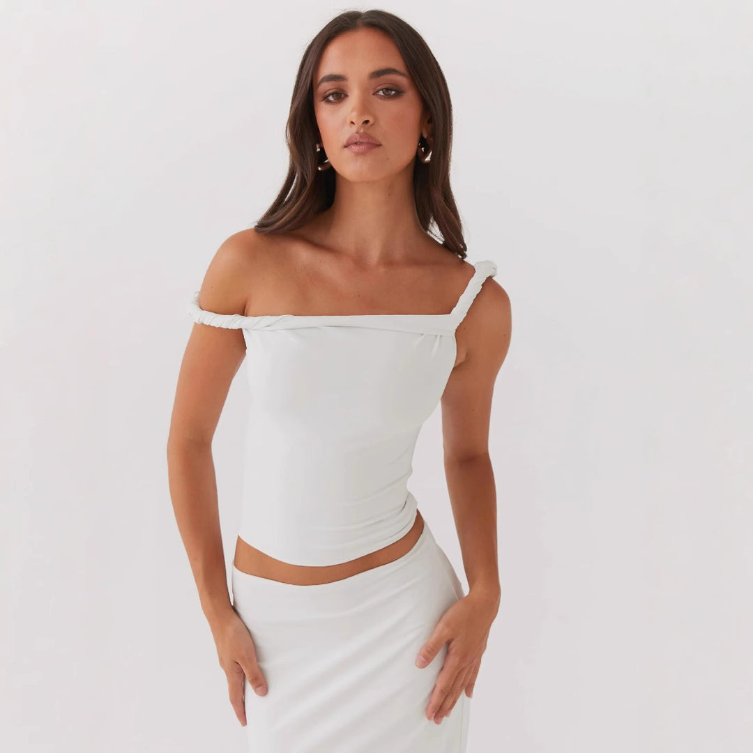 Damer Off-Shoulder Crop-Top med stiliga rynkelementen Mirla-Eva Jonsson