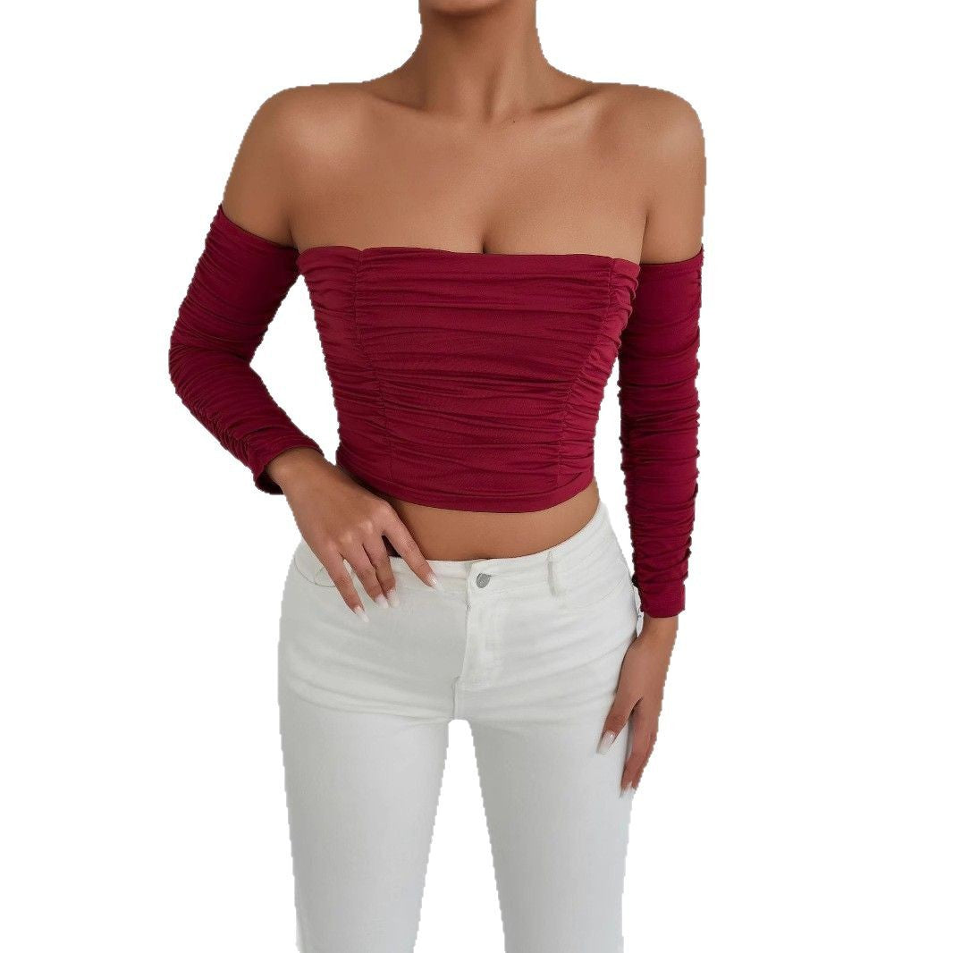 Damer Off-Shoulder Crop Top med veckning Mirla-Eva Jonsson