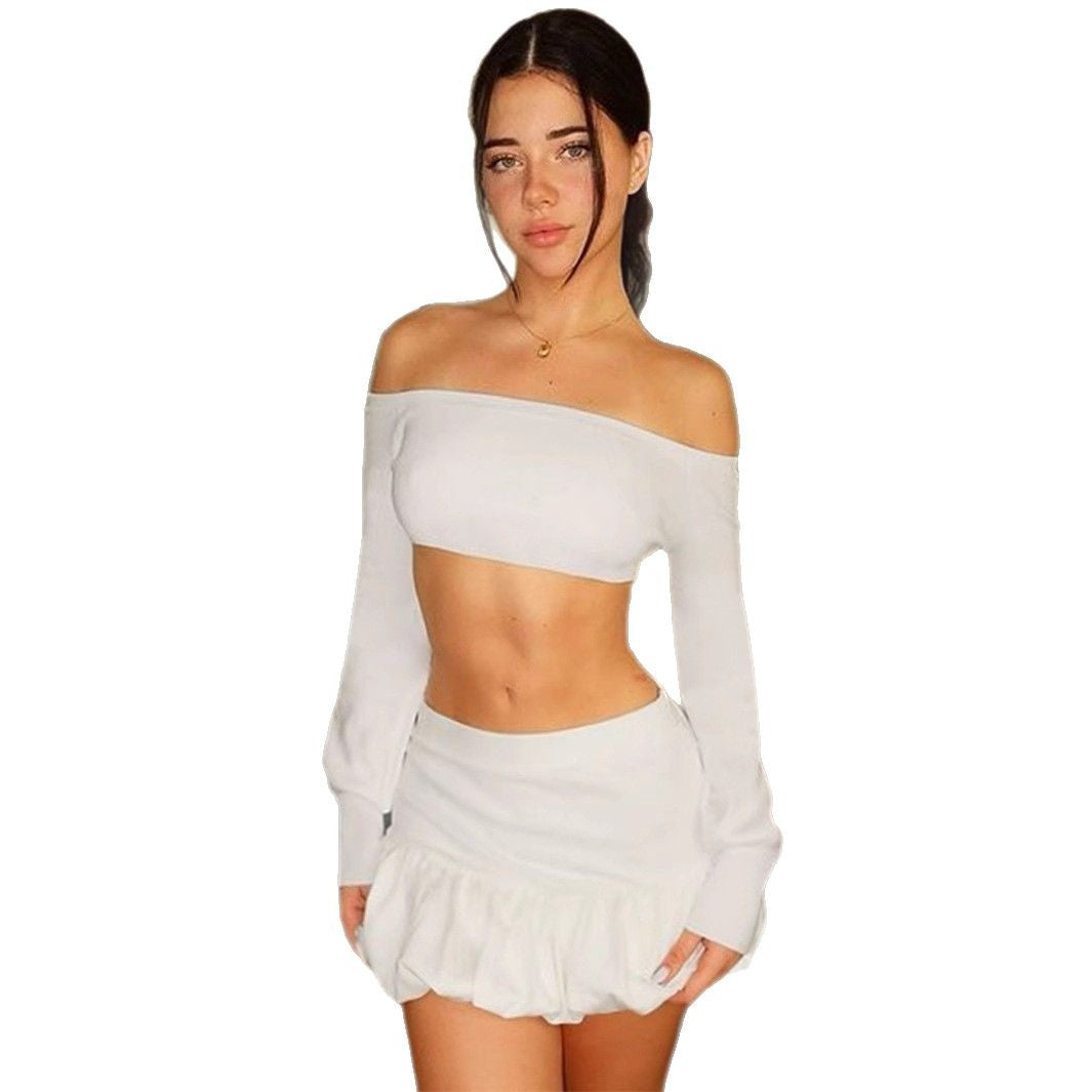 Damer Off-Shoulder Crop-Top och Faltenrock Set Mirla-Eva Jonsson
