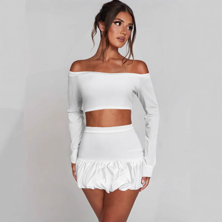 Damer Off-Shoulder Crop-Top och Faltenrock Set Mirla-Eva Jonsson