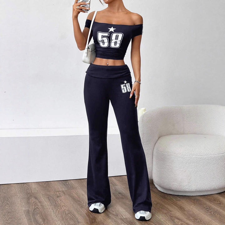 Damer Off-Shoulder Crop-Top och vida byxor set Mirla-Eva Jonsson
