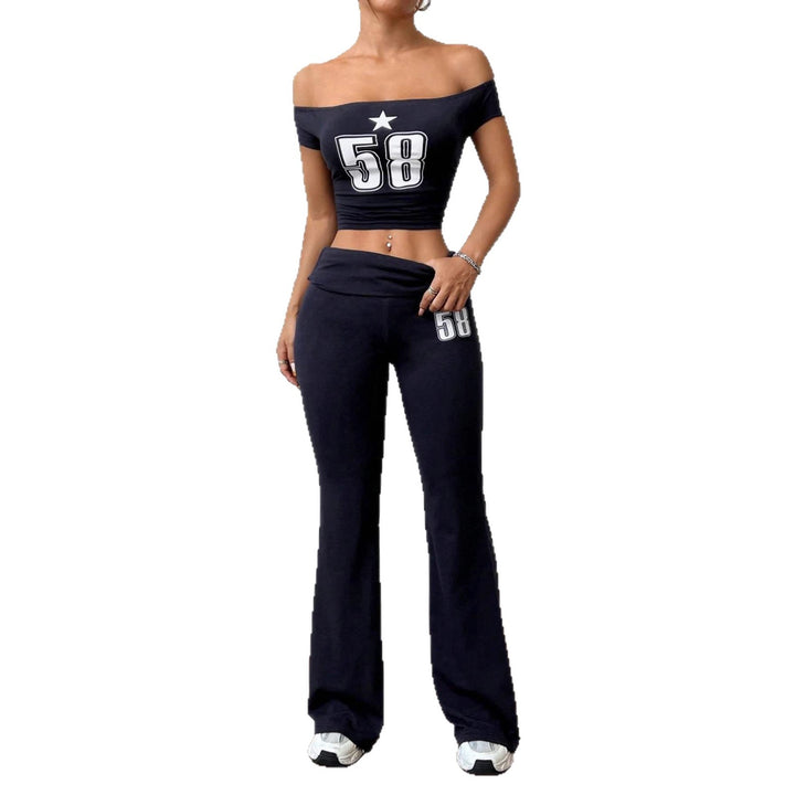 Damer Off-Shoulder Crop-Top och vida byxor set Mirla-Eva Jonsson