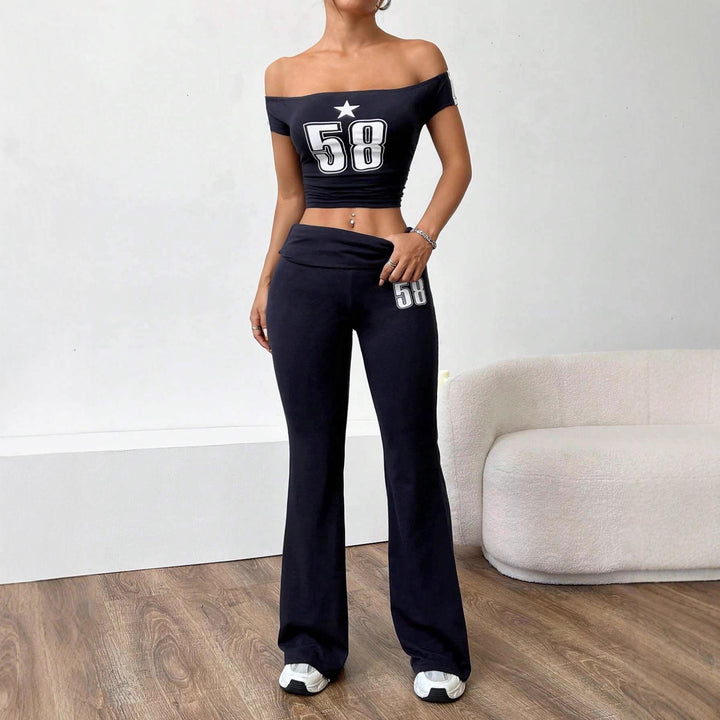 Damer Off-Shoulder Crop-Top och vida byxor set Mirla-Eva Jonsson