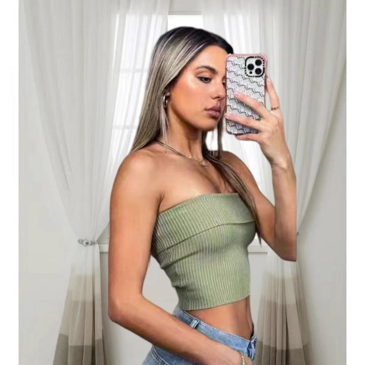 Damer Off-Shoulder Cropped Top med strukturerad ribbdesign Mirla-Eva Jonsson