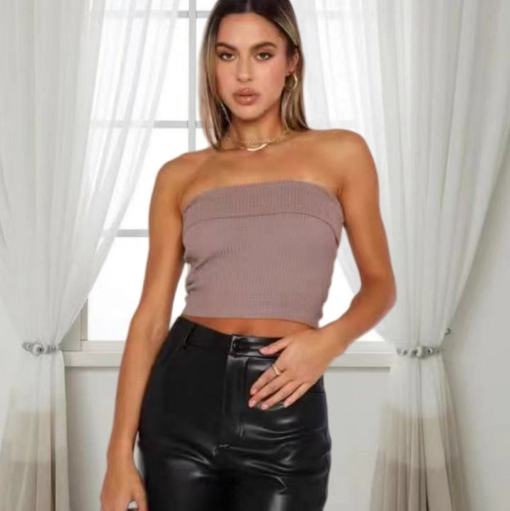 Damer Off-Shoulder Cropped Top med strukturerad ribbdesign Mirla-Eva Jonsson