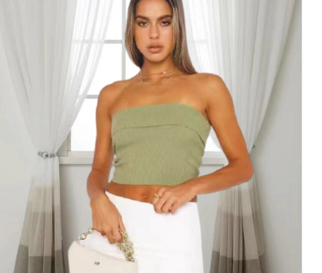 Damer Off-Shoulder Cropped Top med strukturerad ribbdesign Mirla-Eva Jonsson