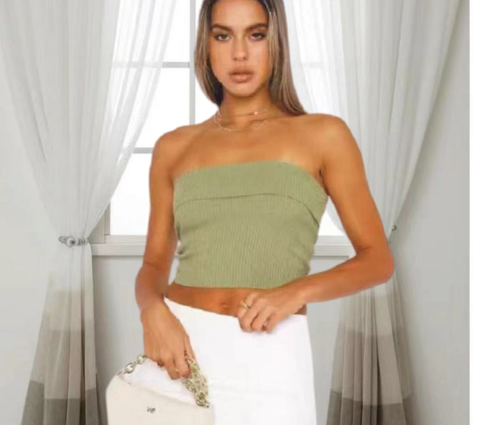 Damer Off-Shoulder Cropped Top med strukturerad ribbdesign Mirla-Eva Jonsson