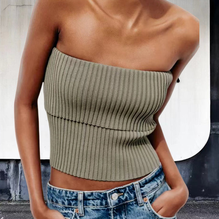 Damer Off-Shoulder Cropped Top med strukturerad ribbdesign Mirla-Eva Jonsson