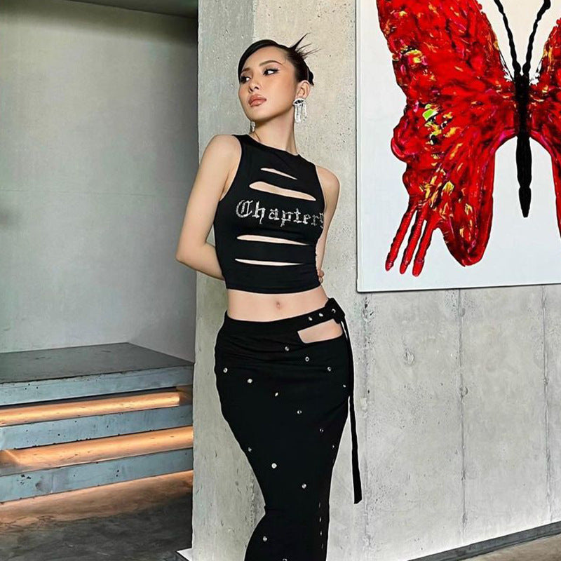 Damer Off-Shoulder Cut-Out Topp med Glittertryck Mirla-Eva Jonsson