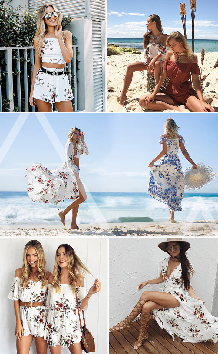 Damer Off-Shoulder Jumpsuit med blommönster Mirla-Eva Jonsson