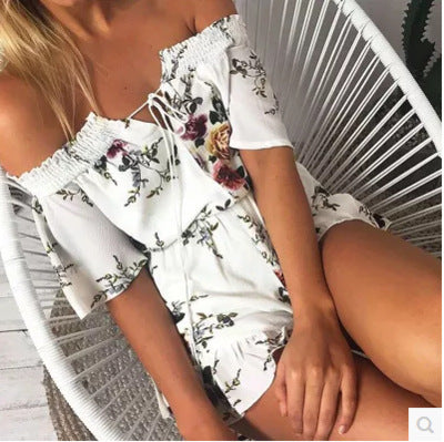 Damer Off-Shoulder Jumpsuit med blommönster Mirla-Eva Jonsson