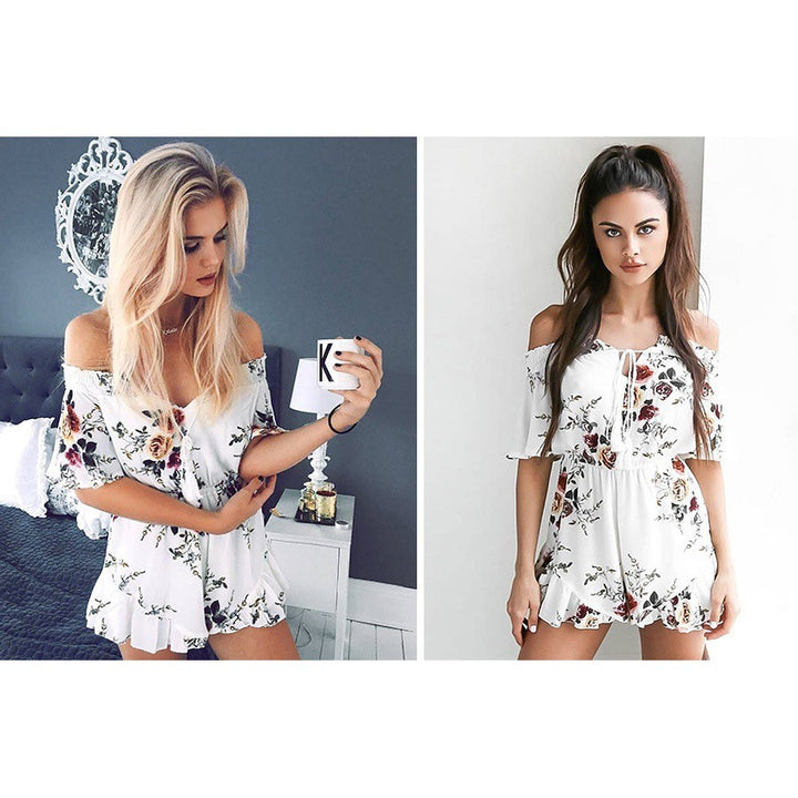 Damer Off-Shoulder Jumpsuit med blommönster Mirla-Eva Jonsson