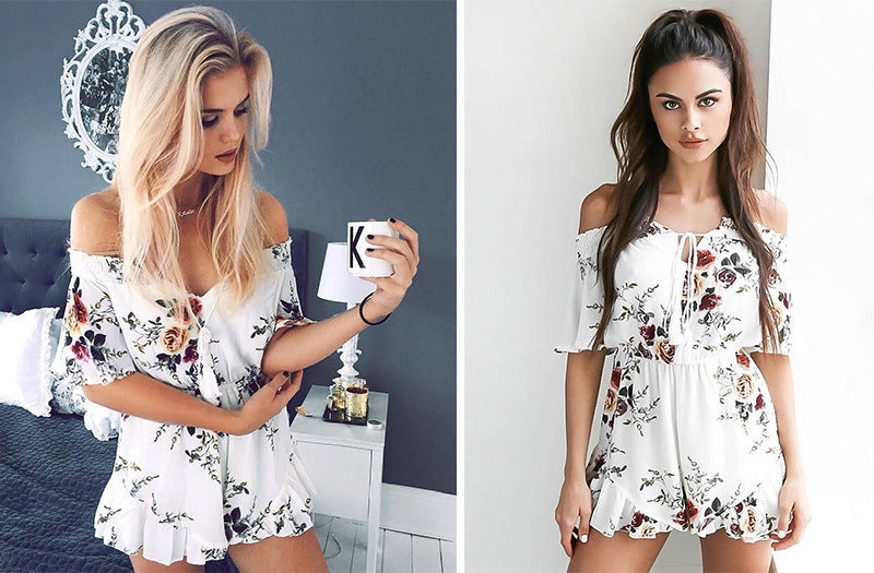Damer Off-Shoulder Jumpsuit med blommönster Mirla-Eva Jonsson