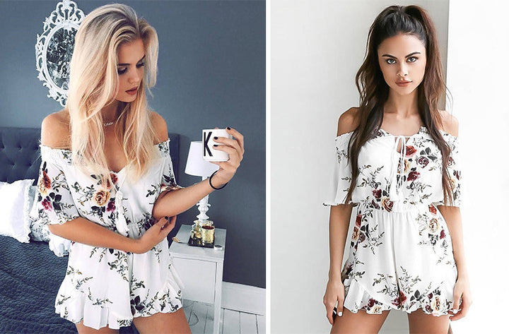 Damer Off-Shoulder Jumpsuit med blommönster Mirla-Eva Jonsson