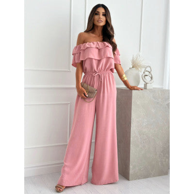 Damer Off-Shoulder Jumpsuit med rynkat överdel och elastisk midja Mirla-Eva Jonsson