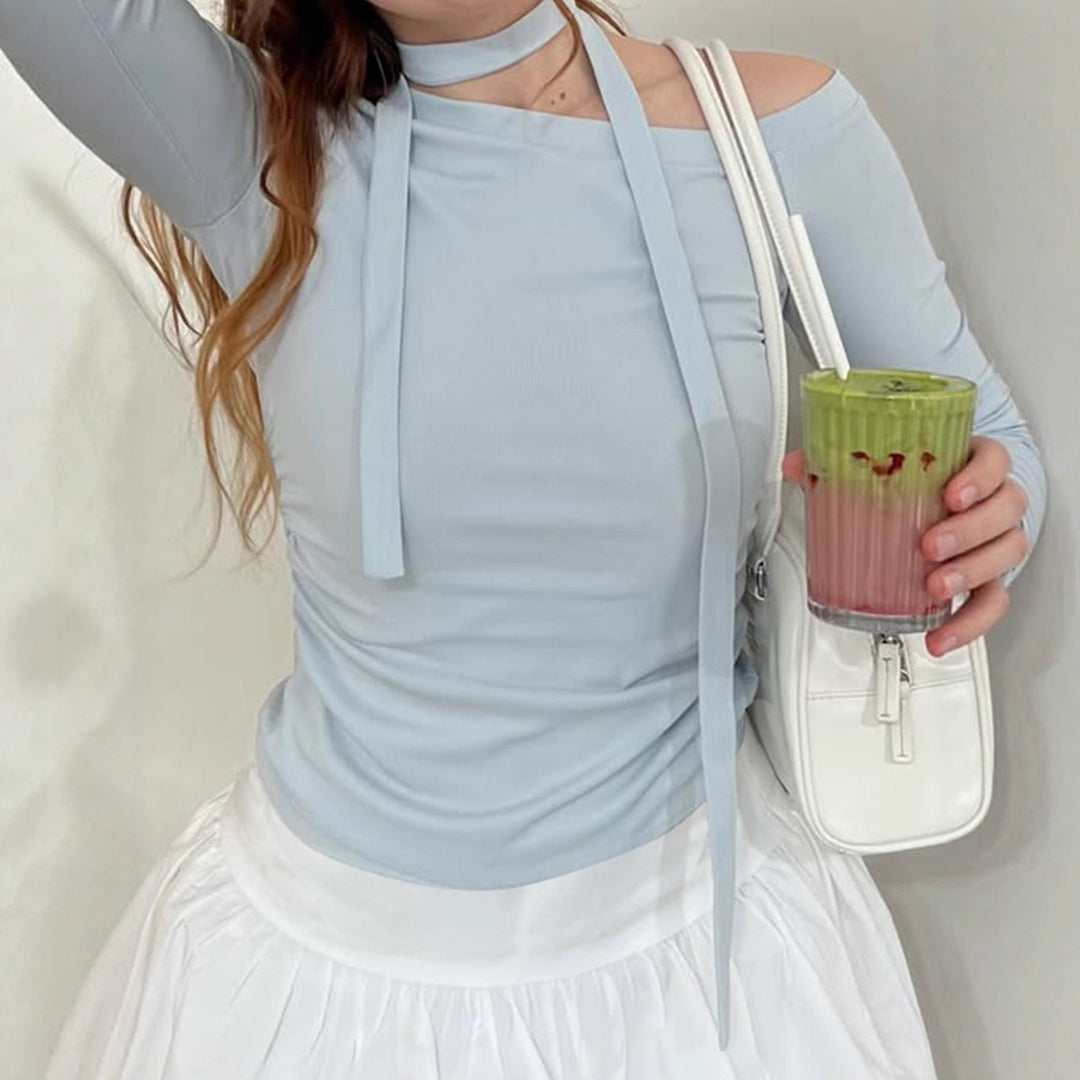 Damer Off-Shoulder Långärmad topp med justerbar halsdel Mirla-Eva Jonsson