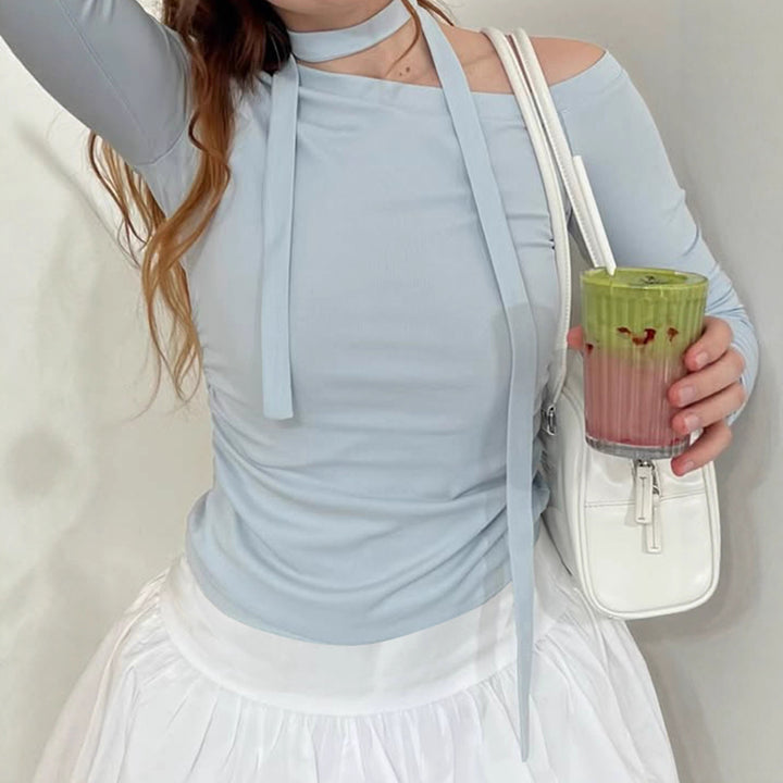 Damer Off-Shoulder Långärmad topp med justerbar halsdel Mirla-Eva Jonsson