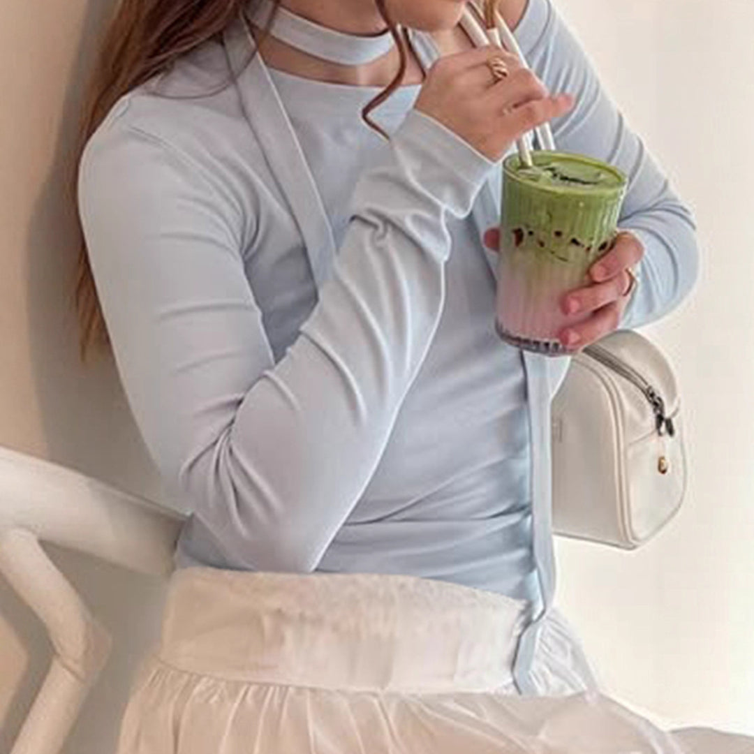 Damer Off-Shoulder Långärmad topp med justerbar halsdel Mirla-Eva Jonsson