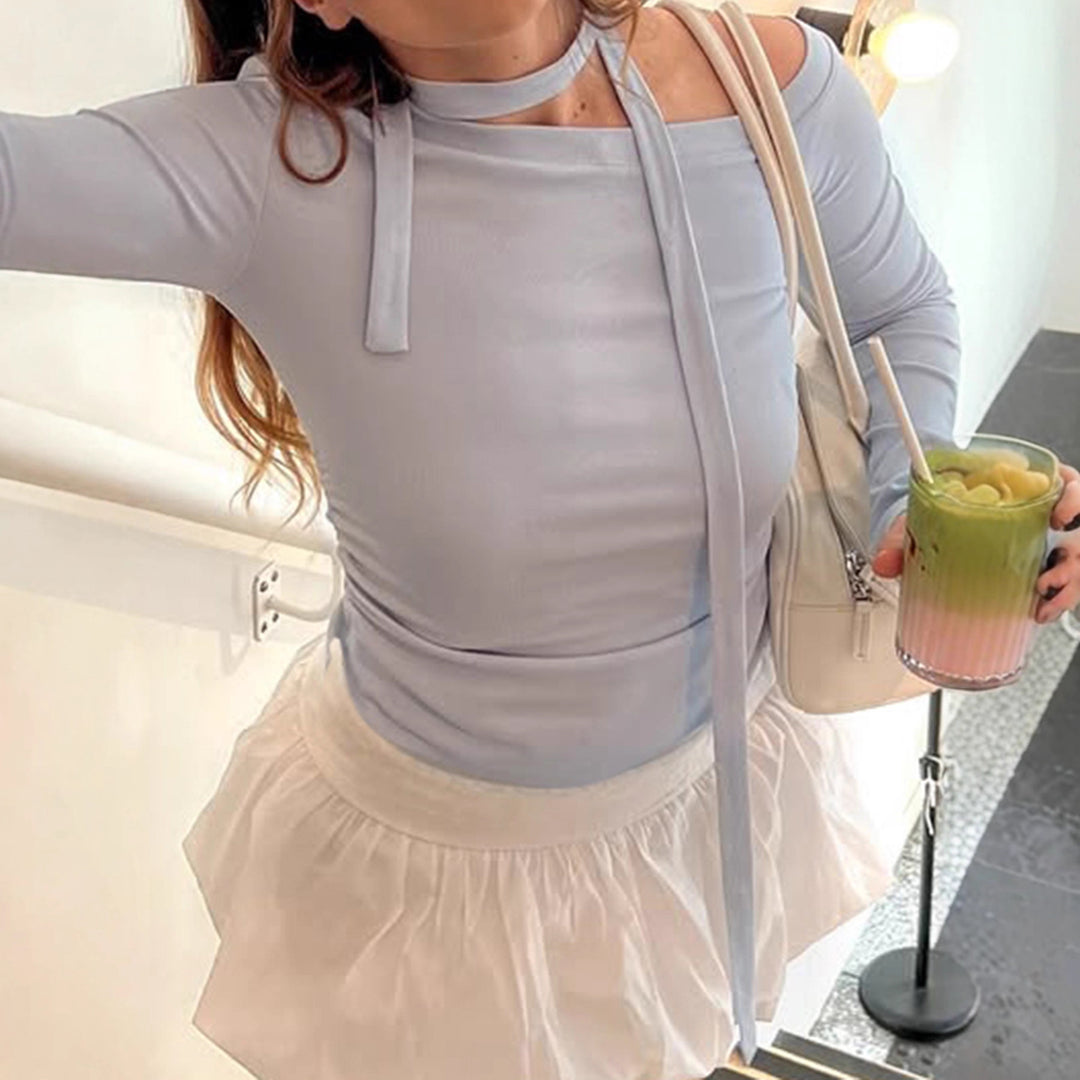 Damer Off-Shoulder Långärmad topp med justerbar halsdel Mirla-Eva Jonsson