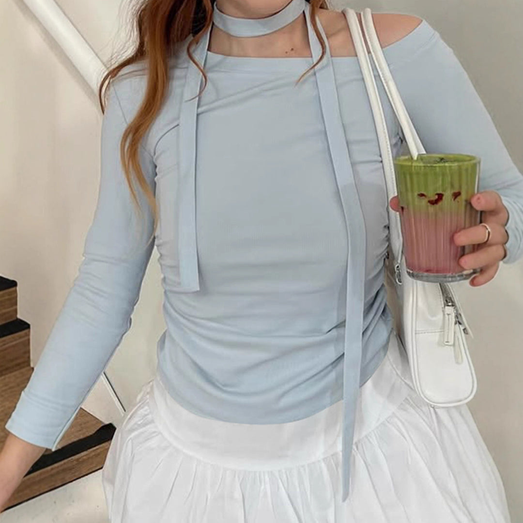 Damer Off-Shoulder Långärmad topp med justerbar halsdel Mirla-Eva Jonsson