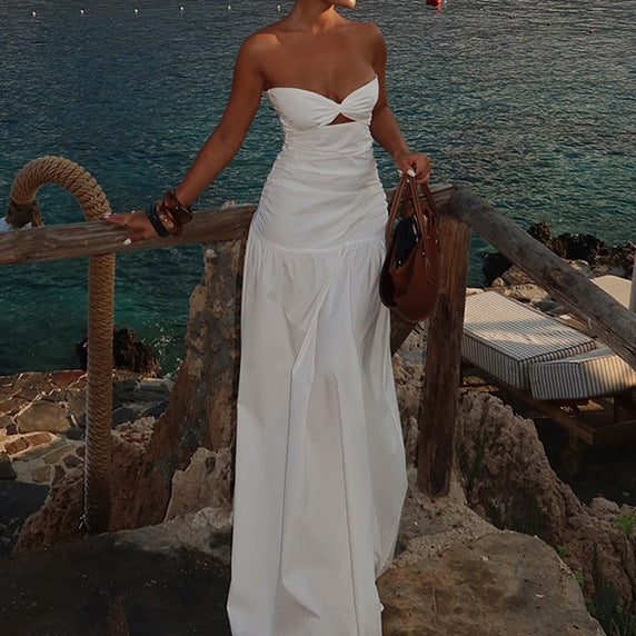 Damer Off-Shoulder Maxi Dress med dekorativt Cut-Out och elegant Fållning Mirla-Eva Jonsson