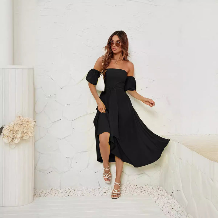 Damer Off-Shoulder Maxikläder med knutet midjebälte Eva Jonsson-Eva Jonsson