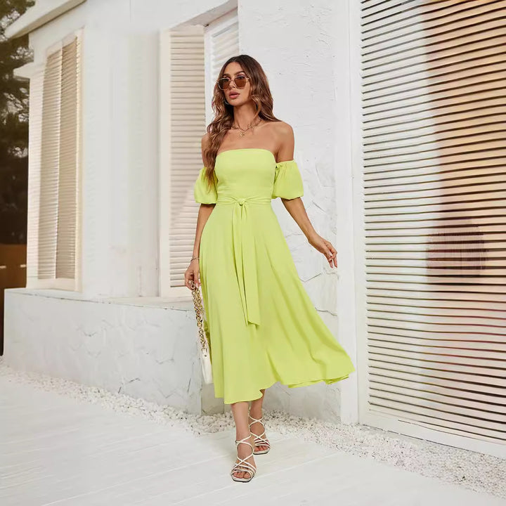 Damer Off-Shoulder Maxikläder med knutet midjebälte Eva Jonsson-Eva Jonsson
