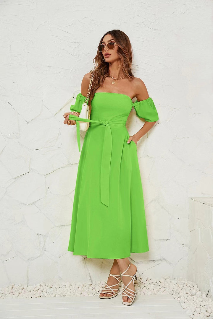 Damer Off-Shoulder Maxikläder med knutet midjebälte Eva Jonsson-Eva Jonsson