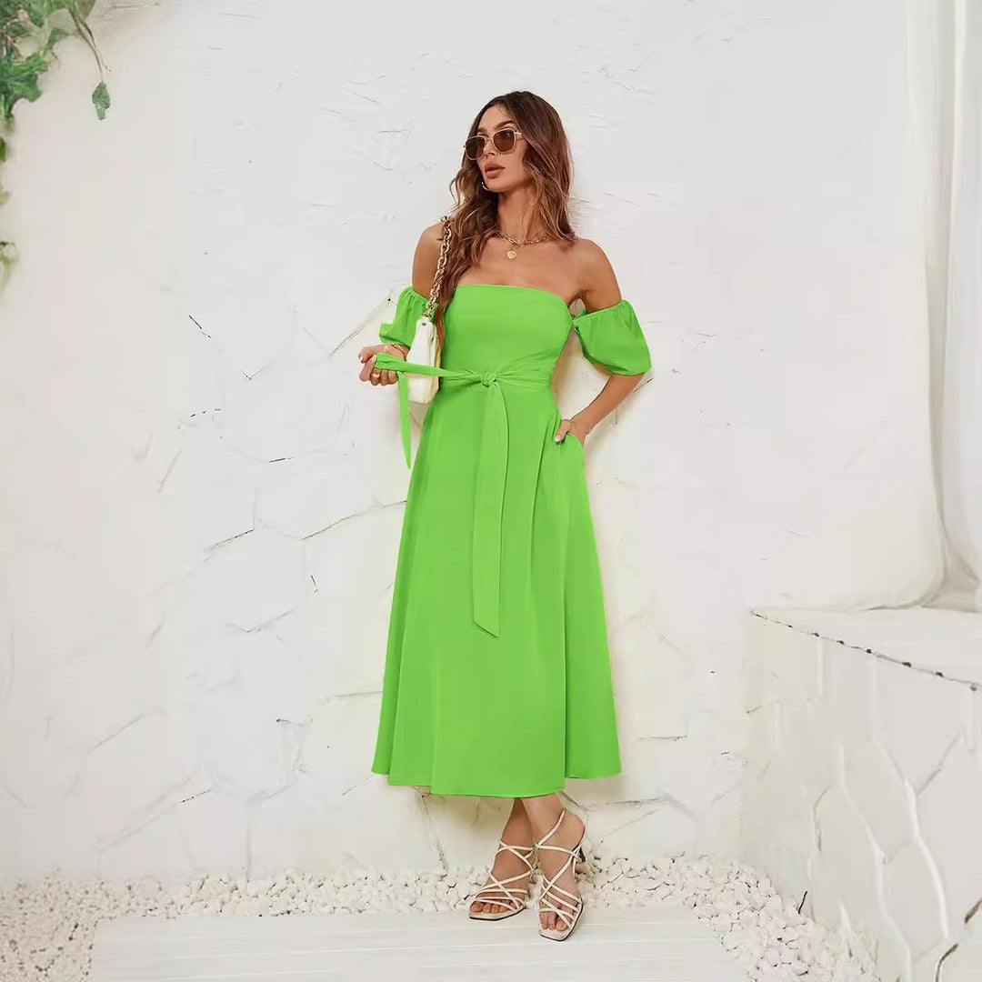 Damer Off-Shoulder Maxikläder med knutet midjebälte Eva Jonsson-Eva Jonsson